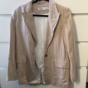 Zara oversized linen blazer beige